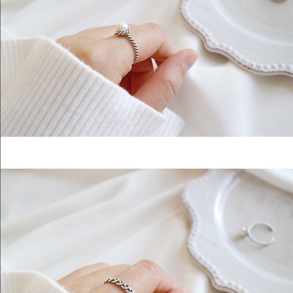 Stacking Vintage Style Sterling Silver Pearl Rings - Picture 7 of 7